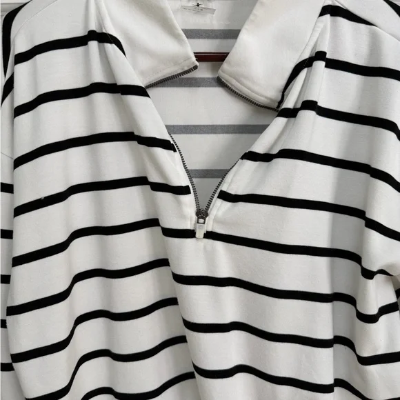 Danskin Black and White Striped Pullover - Picture 3 of 4